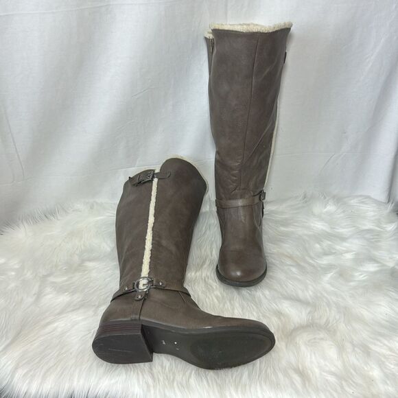 G By Guess Faux Leather Taupe Knee High Riding Boots Sz 11 - Picture 1 of 6
